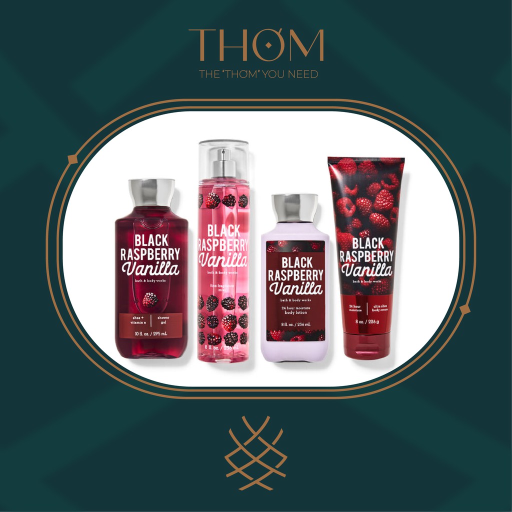 BLACK RASPBERRY VANILLA | Sản Phẩm Tắm Dưỡng Xịt Thơm Toàn Thân Bath & Body Works | Thế Giới Skin Care