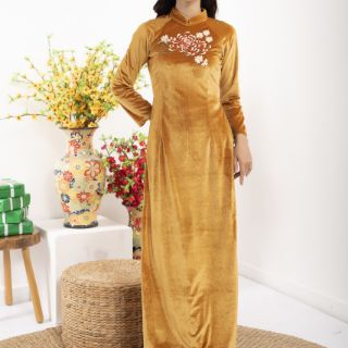Áo dài truyền thống nhung