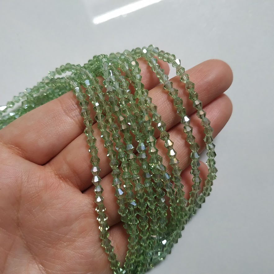 1 dây hạt pha lê nhựa 3mm khoảng 140 hạt- Nguyên liệu handmade, đính áo, vòng tay giá rẻ