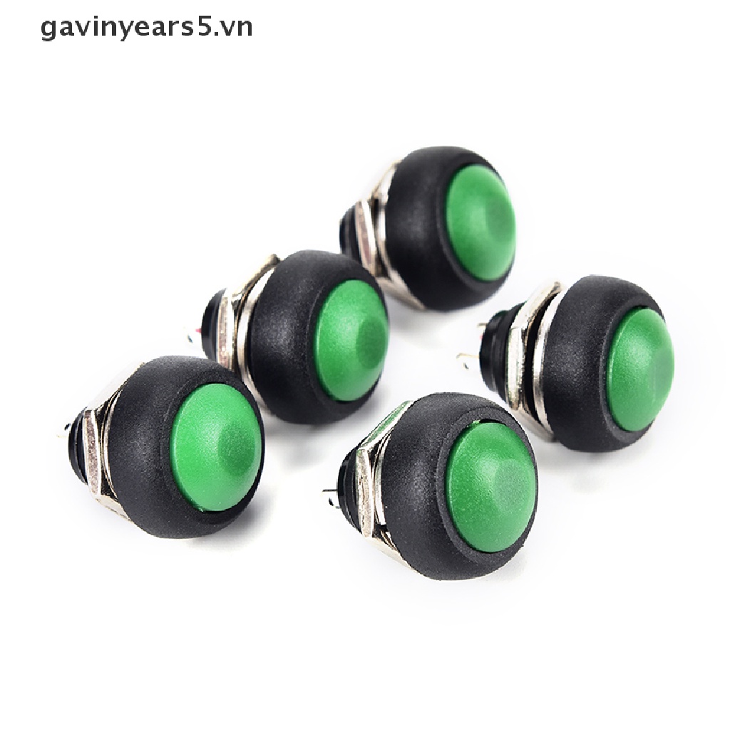 Bộ 5 Công Tắc Nút Nhấn Không Thấm Nước Màu Đen / Đỏ / Xanh Lá / Vàng / Trắng