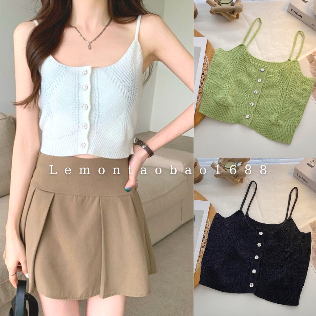 Áo Croptop Chất Len Gân Đẹp Hàng Có Sẵn Lemontaobao phong cách Hàn Quốc