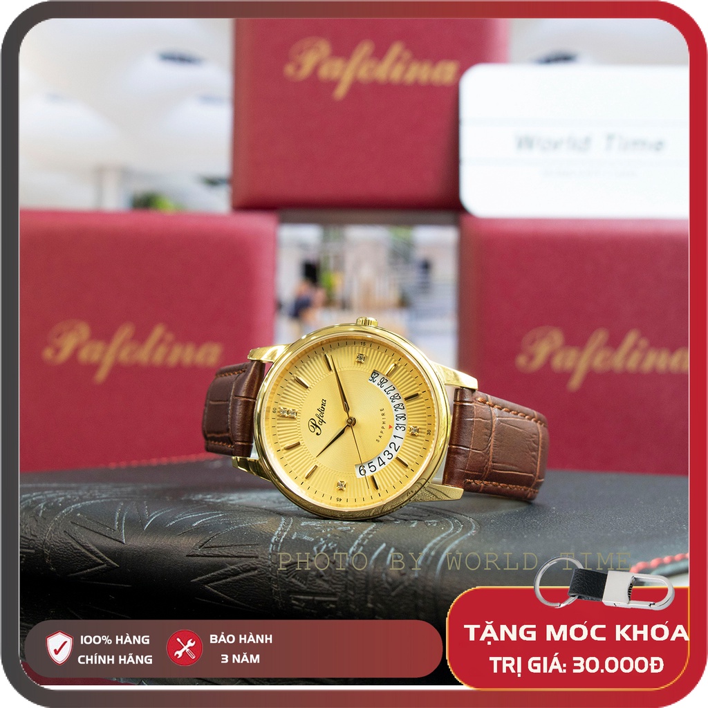 Đồng Hồ Nam dây da pafolina 5039m  [ Chính Hãng Full Box ] Sapphire Chống Xước , Chống Nước