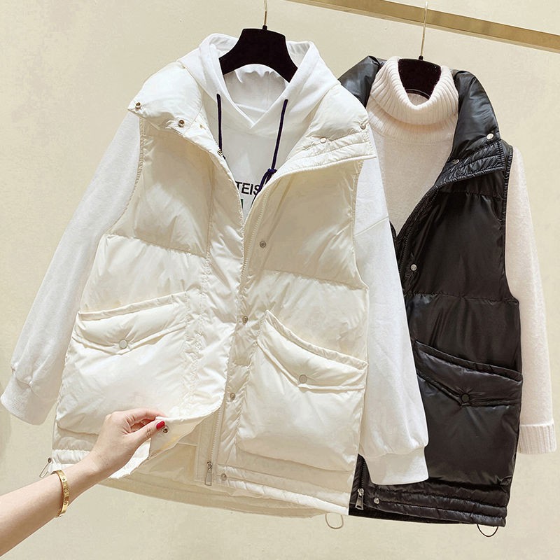 ☾❆áo ghi lê cotton matt lông vũ cho phụ nữ mặc ngoài phiên bản Hàn Quốc kết hợp tất cả khoác vest