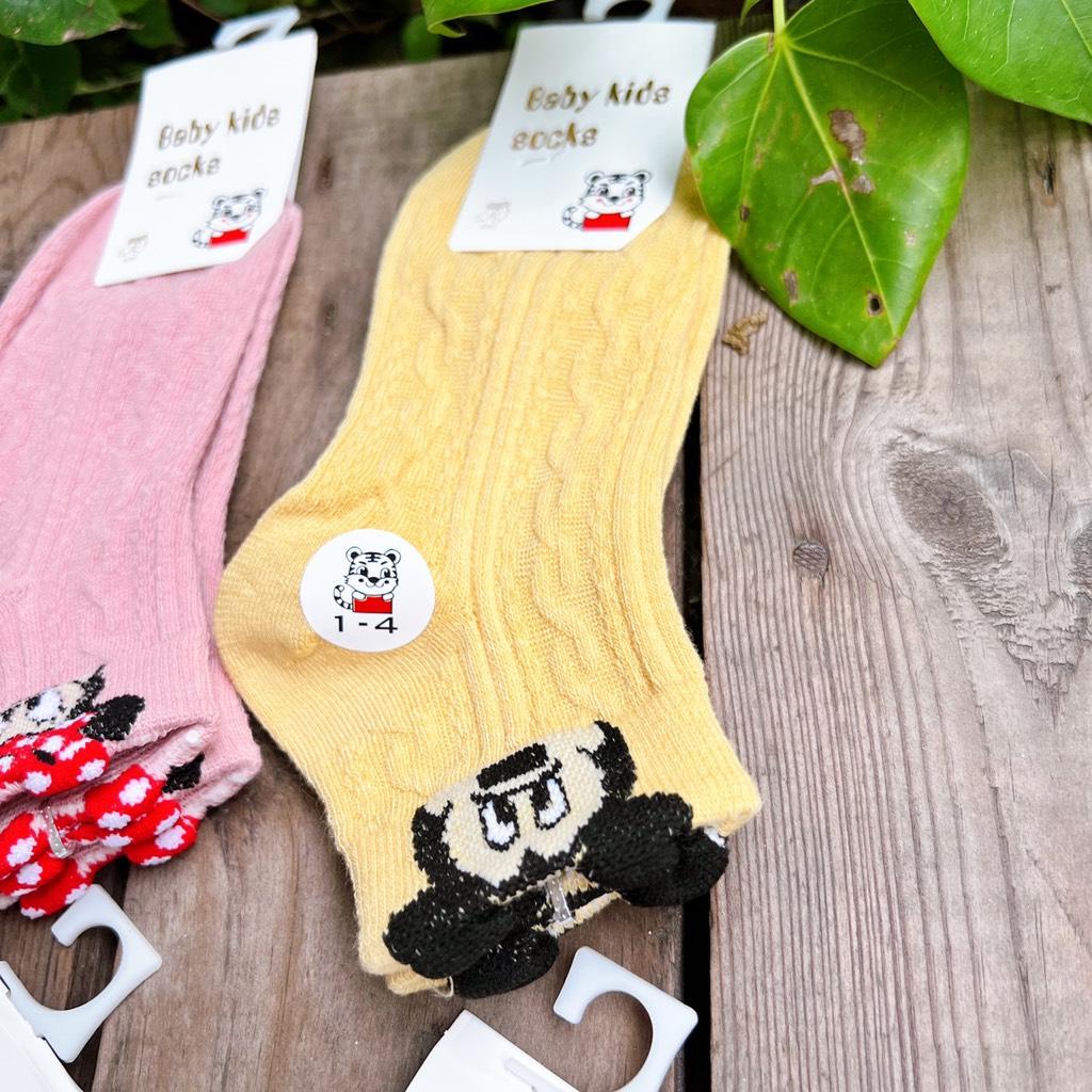 Set 10 đôi vớ nhiều màu dày dặn hình Mickey cho bé gái có size từ 1-12 tuổi