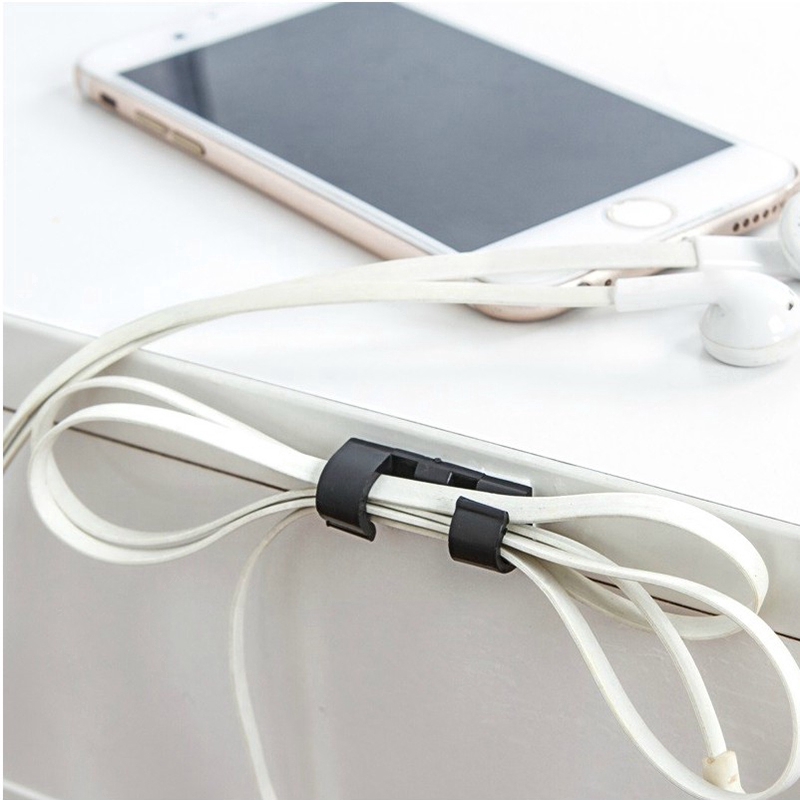 Set 20 kẹp nhựa kẹp giữ dây cáp sạc/tai nghe/dây điện thoại tháo lắp nhanh