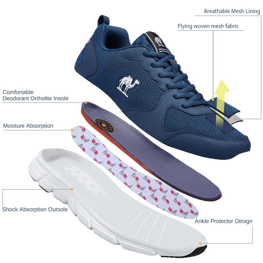 💓Sẵn size 42 đen, xanh💓Giày sneaker nam thể thao phối lưới nhẹ thoáng khí Camel  - Azx21