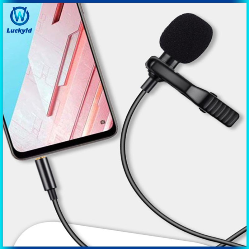 Luckyld 2 in 1 headphone jack Mini Lavalier Lapel Microphone Omnidirectional Mic With Clip On System Perfect