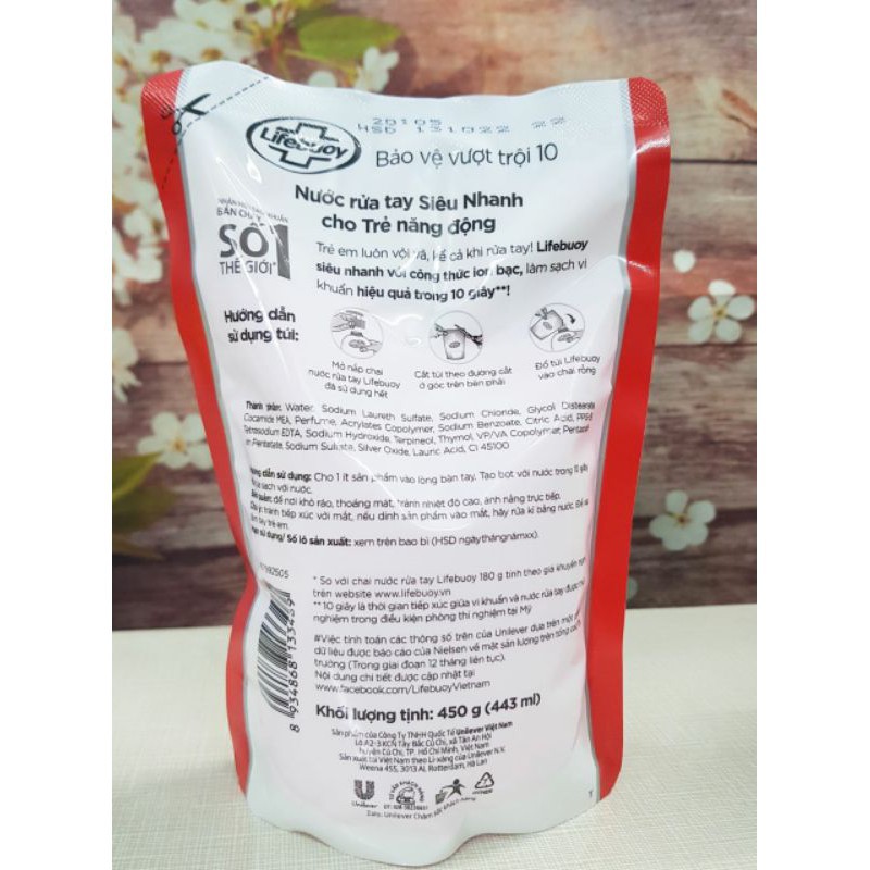 Túi nước rửa tay Lifebuoy bảo vệ vượt trội 450g