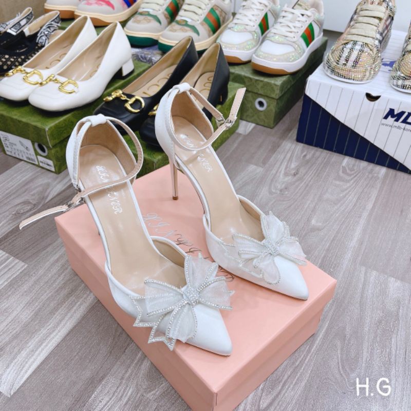 H(VIDEO) Sandal 9p Nơ Phồng Lụa Mềm Êm Bít Gót Fullbox Cao Cấp