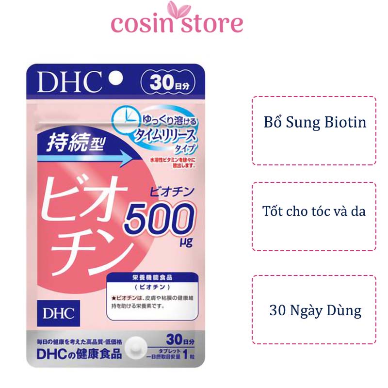 [Mã FMCGMALL -8% đơn 250K] Viên Uống DHC Biotin Sustained Release Biotin 30 Ngày Hỗ trợ ngăn rụng tóc Cosin Store