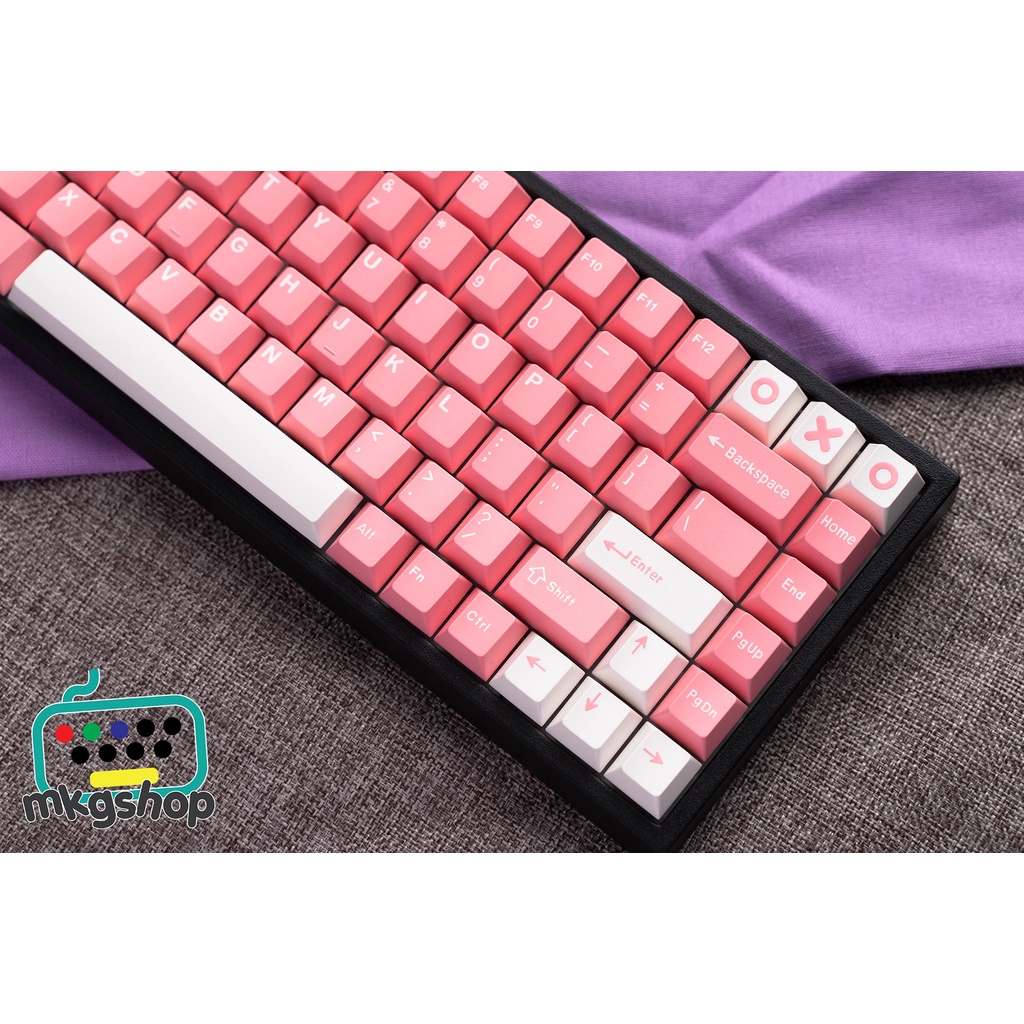 Keycap Peach Blossom nhựa PBT in doubleshot, 173 nút bàn phím cơ màu hồng cực đẹp, cherry profile