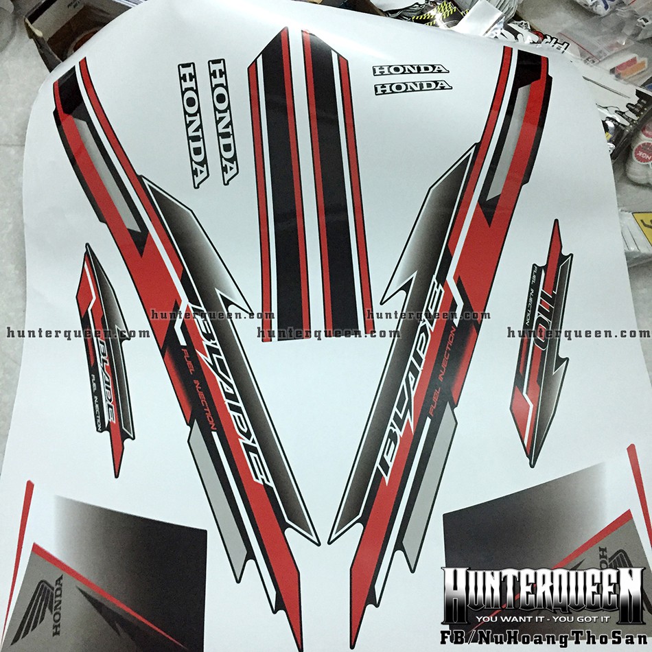 Tem rời xe Blade 110 đời 2017, dán xe đen. Decal tem chế đẹp, chất lượng cao. Sắc nét, bền màu