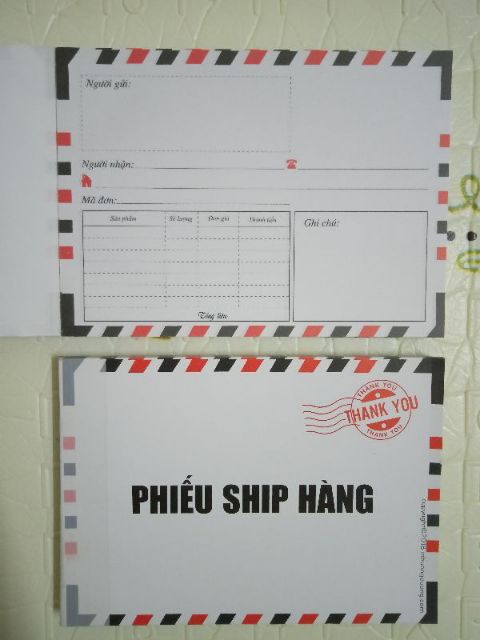 Phiếu ship hàng mẫu hình phong bì 1 liên khổ A6