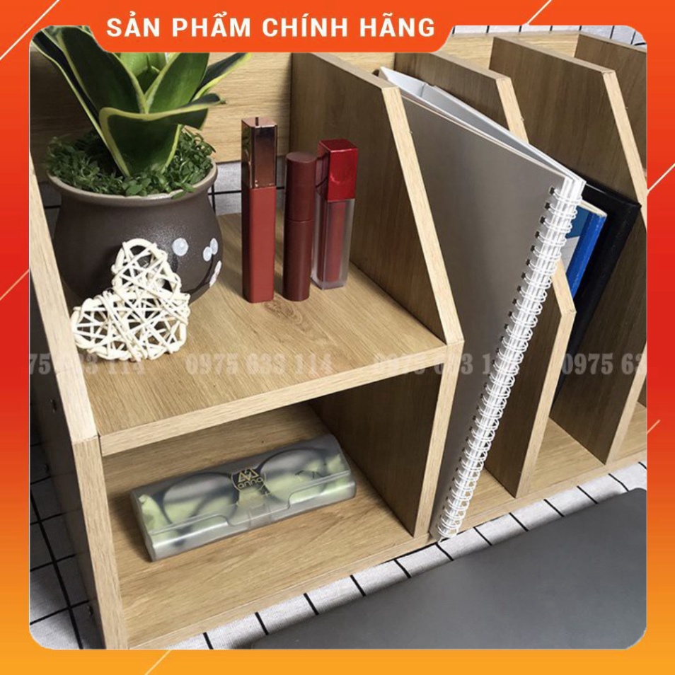 Kệ sách để bànFREESHIPKệ gỗ để hồ sơ văn phòng nhiều ngăn, nhỏ gọn cao cấp (K3)