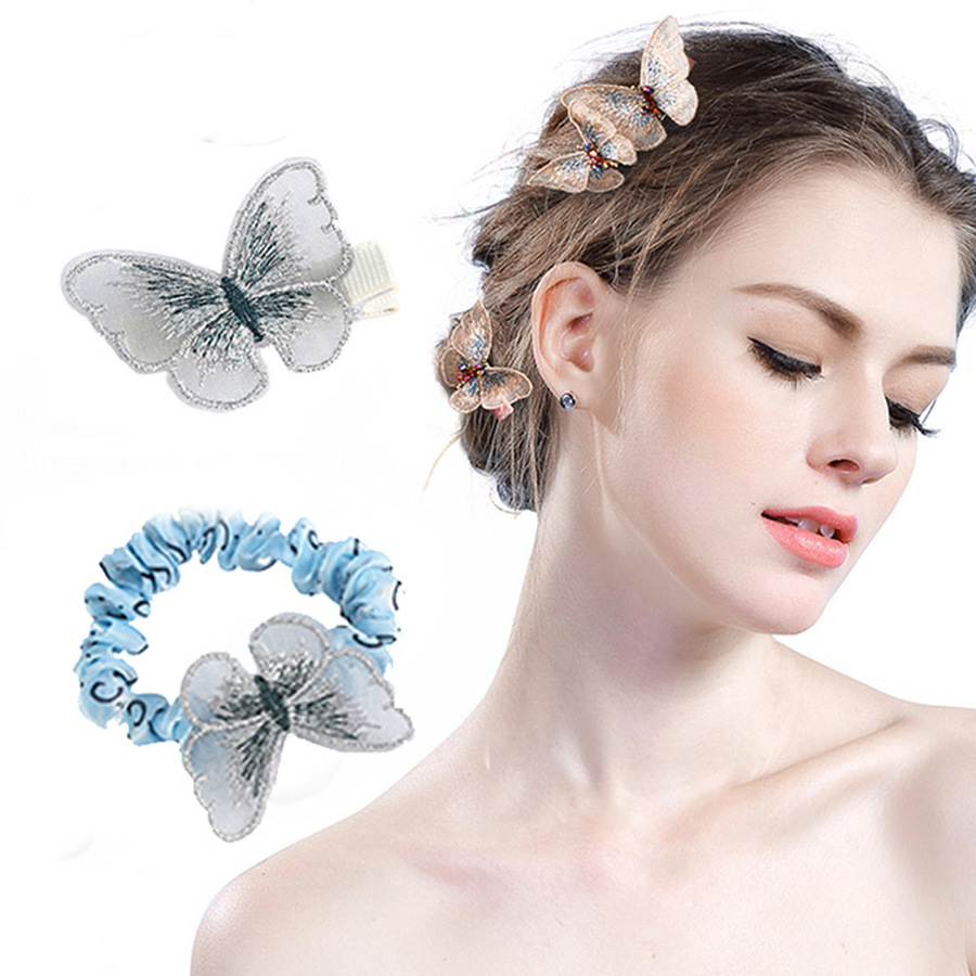 Bộ kẹp tóc + dây buộc tóc mặt hình bươm bướm xinh xắn thời trang dành cho nữ