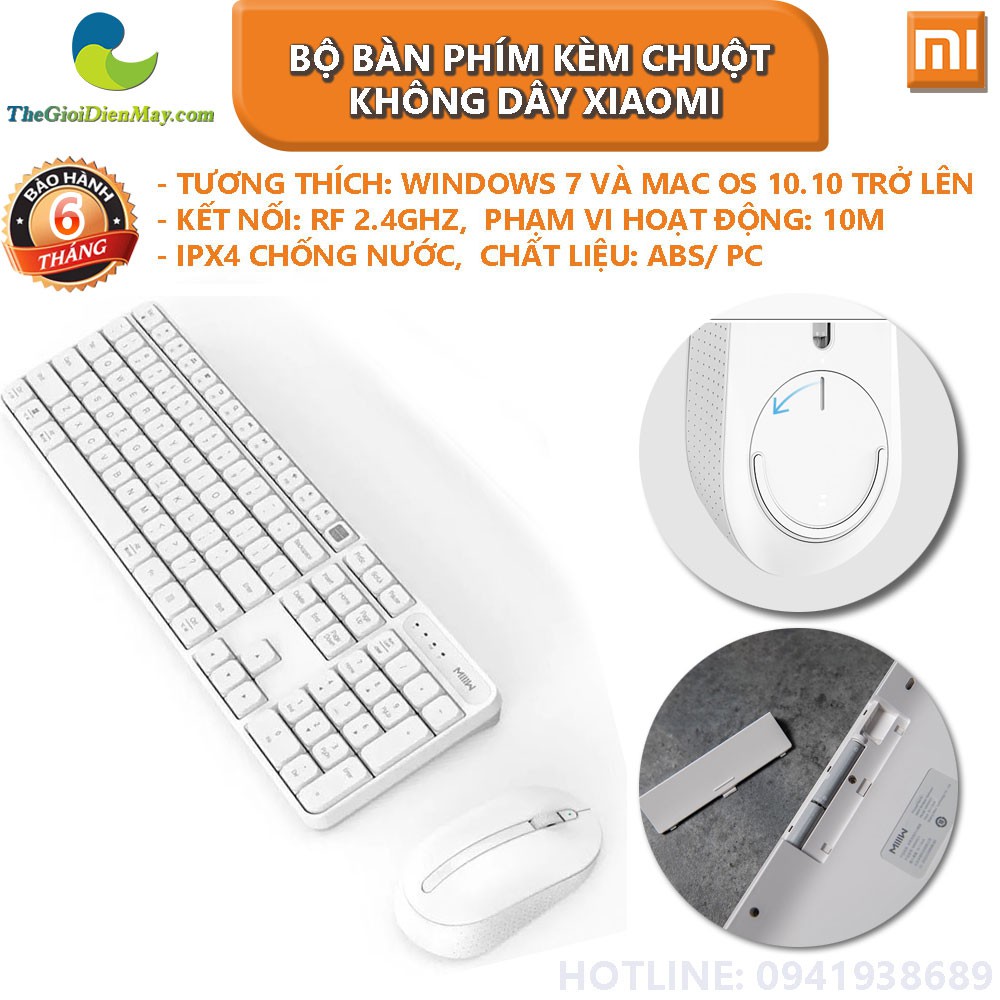 Bộ bàn phím kèm chuột không dây XIAOMI MIIIW-MWWC01 - Bảo hành 6 tháng - Shop Thế Giới Điện Máy