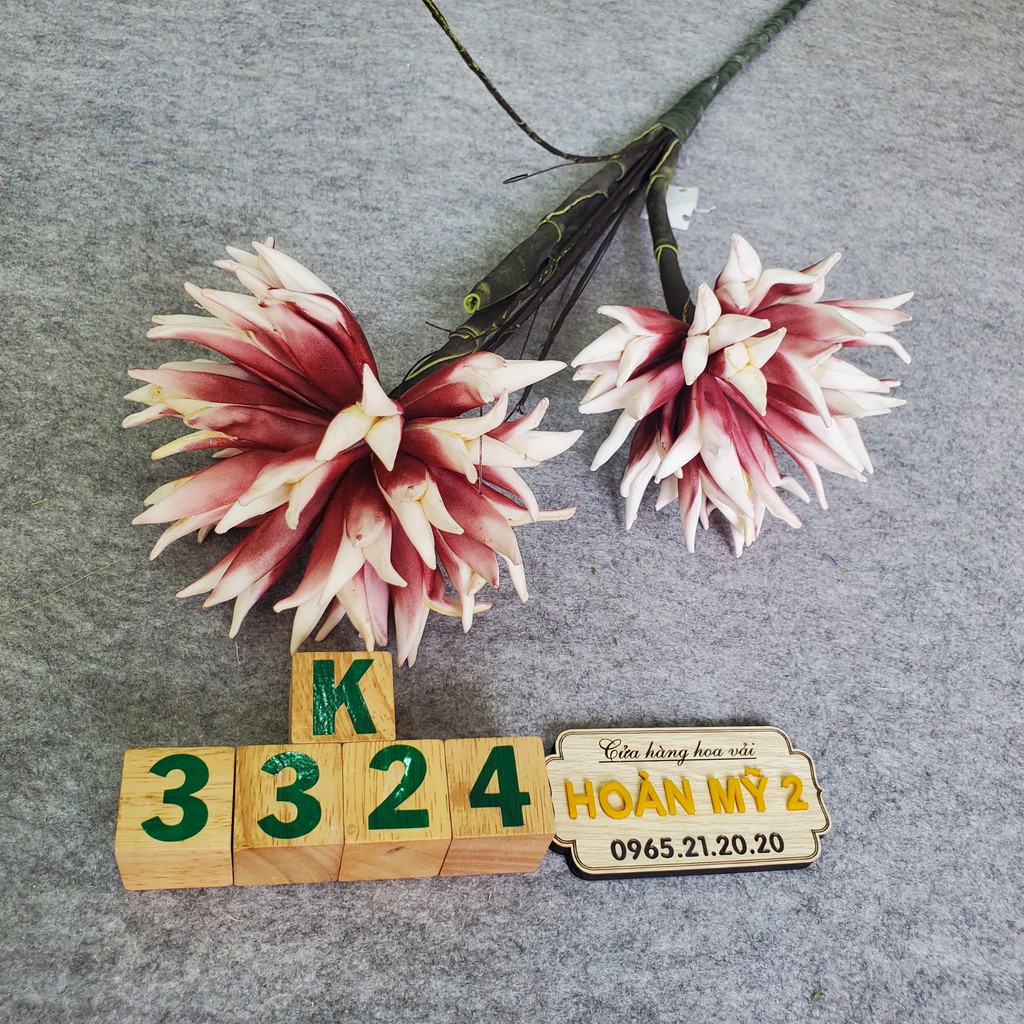 Hoa Vải Hoàn Mỹ 2 – Hoa Giả Cành Hoa Quỳnh Xốp 2 Bông (K3324)