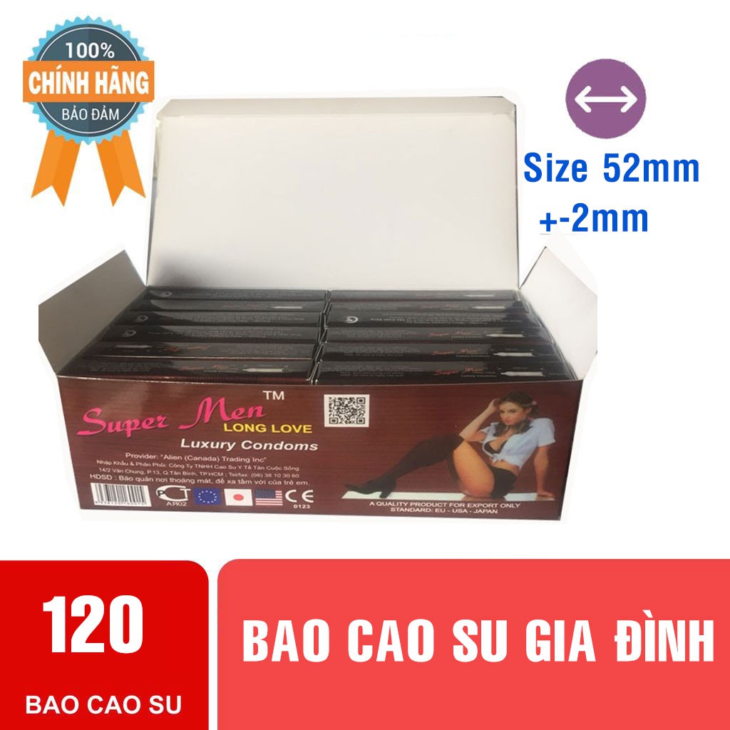 Bao Cao su SuperMen Long Love Kéo Dài Quan Hệ - Hộp 120 Chiếc