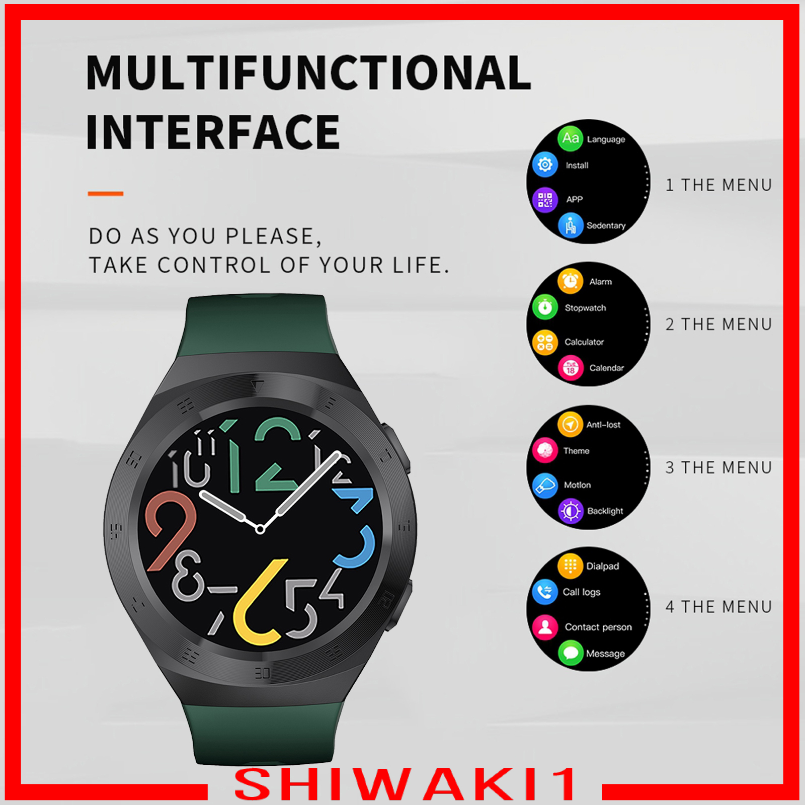 [SHIWAKI1]Round Sports 1.3IN Smartwatch Fitness Tracker Calorie Counter