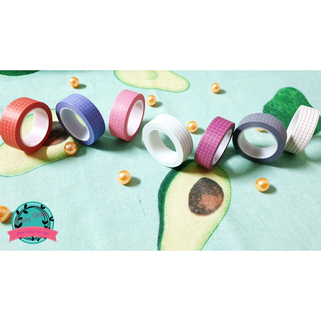 [ẢNH THẬT] Cuộn washi tape caro phong cách Nhật Bản dài 10m mẫu mới