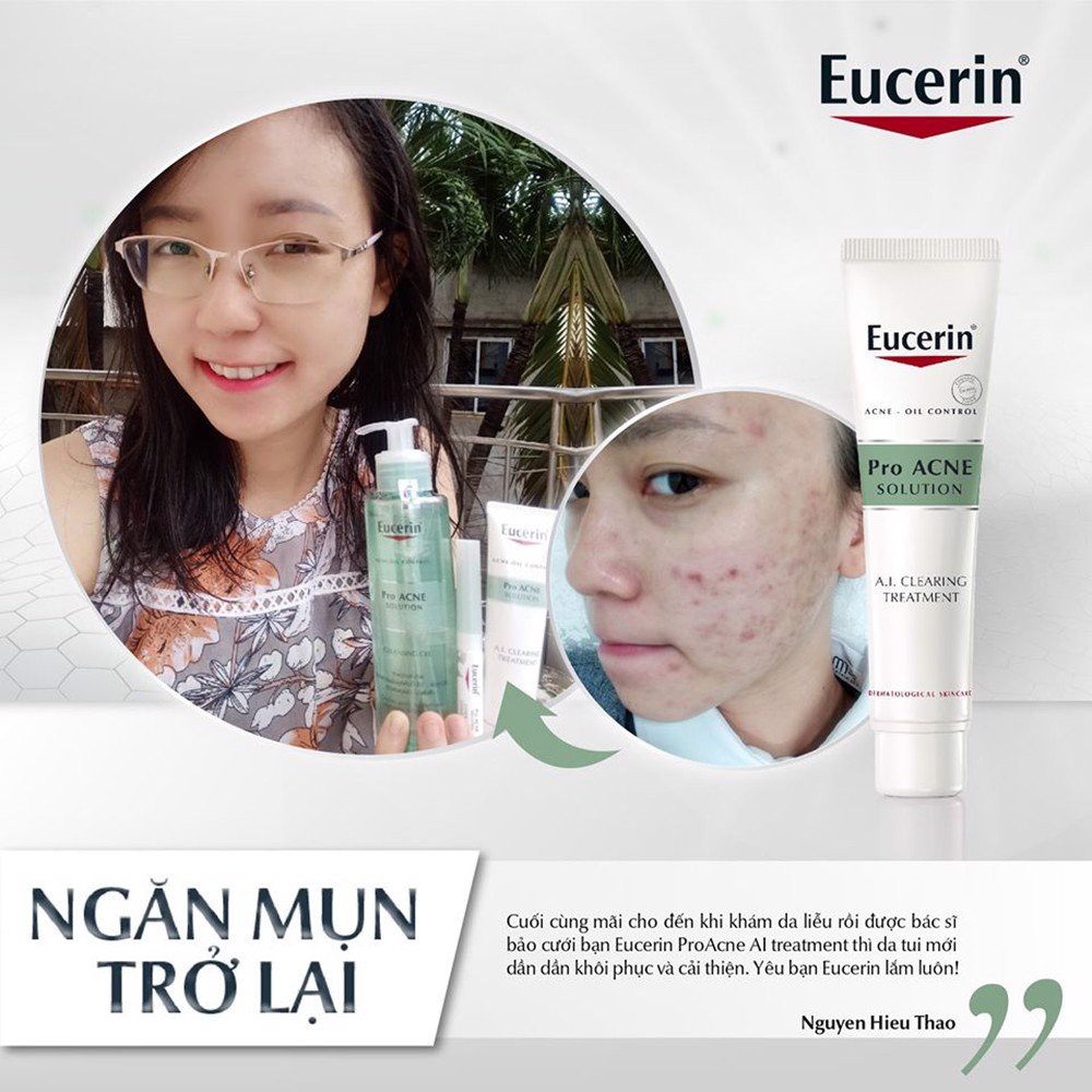 (CHÍNH HÃNG) Tinh Chất Eucerin Giảm Mụn Viêm, Mờ Vết Thâm 40ml Pro ACNE Solution A.I Clearing Treatment