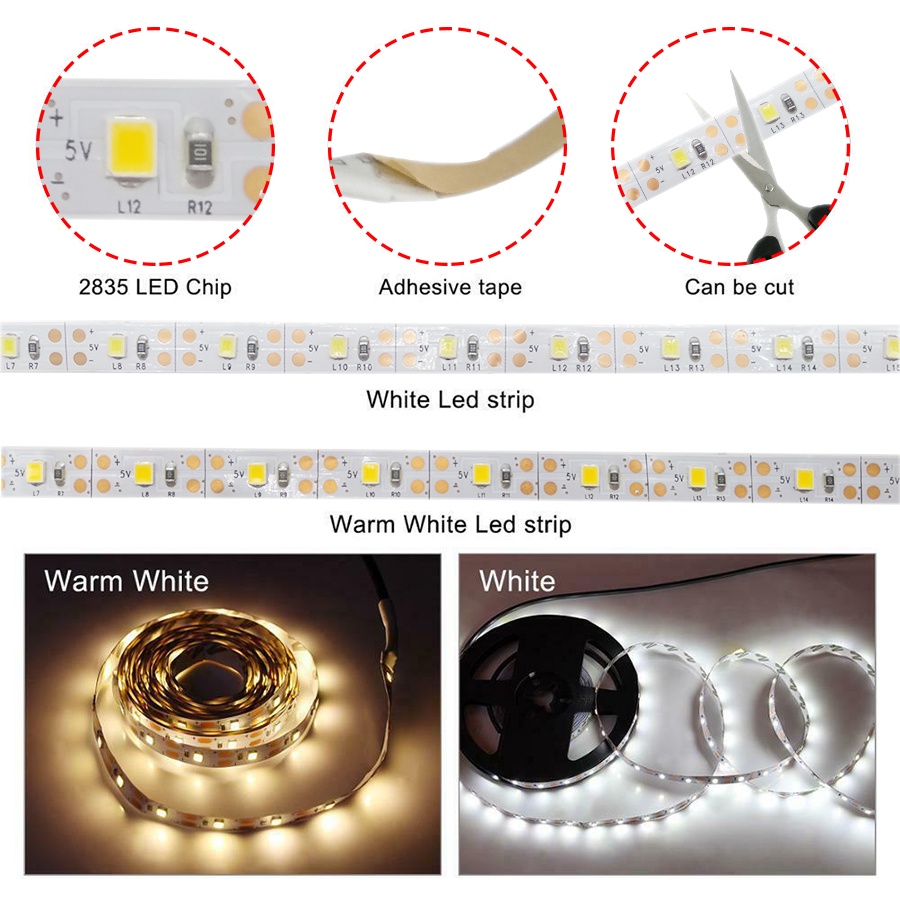 Dây Đèn LED GBKOF DC5V Kết Nối Bluetooth Điều Khiển Bằng Điện Thoại Trang Trí Phòng TV 5050