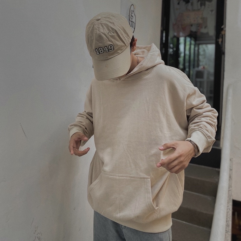 Áo hoodie basic nam nữ form rộng vải nỉ