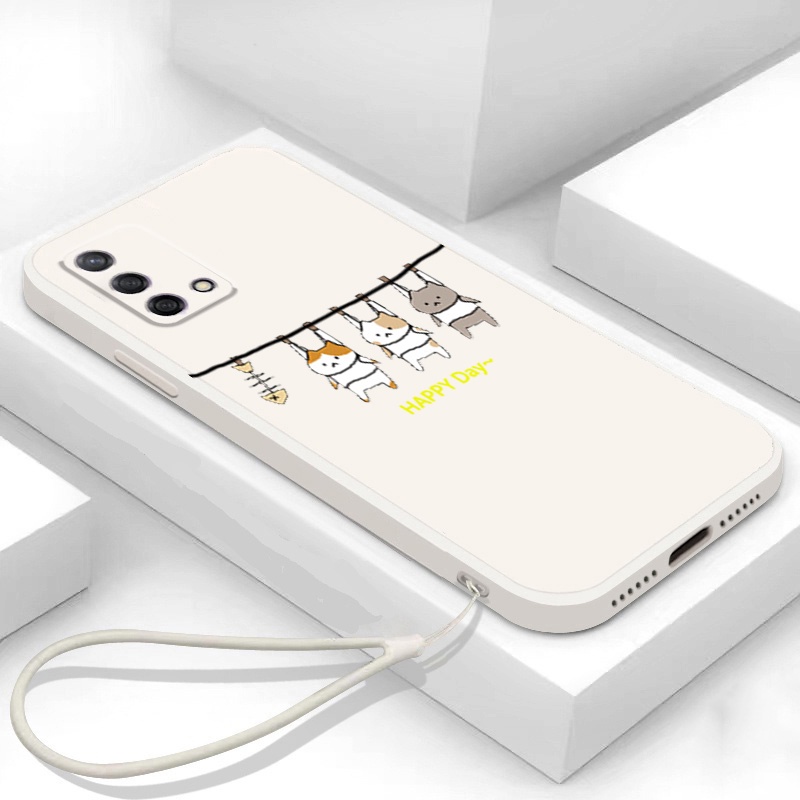 Ốp lưng oppo A74 4g oppo a95 Ốp Điện Thoại Silicon Mềm Mịn Thiết Kế Hình Mèo Cho oppo A74 4g oppo a95 LSMM01 viền vuông cute