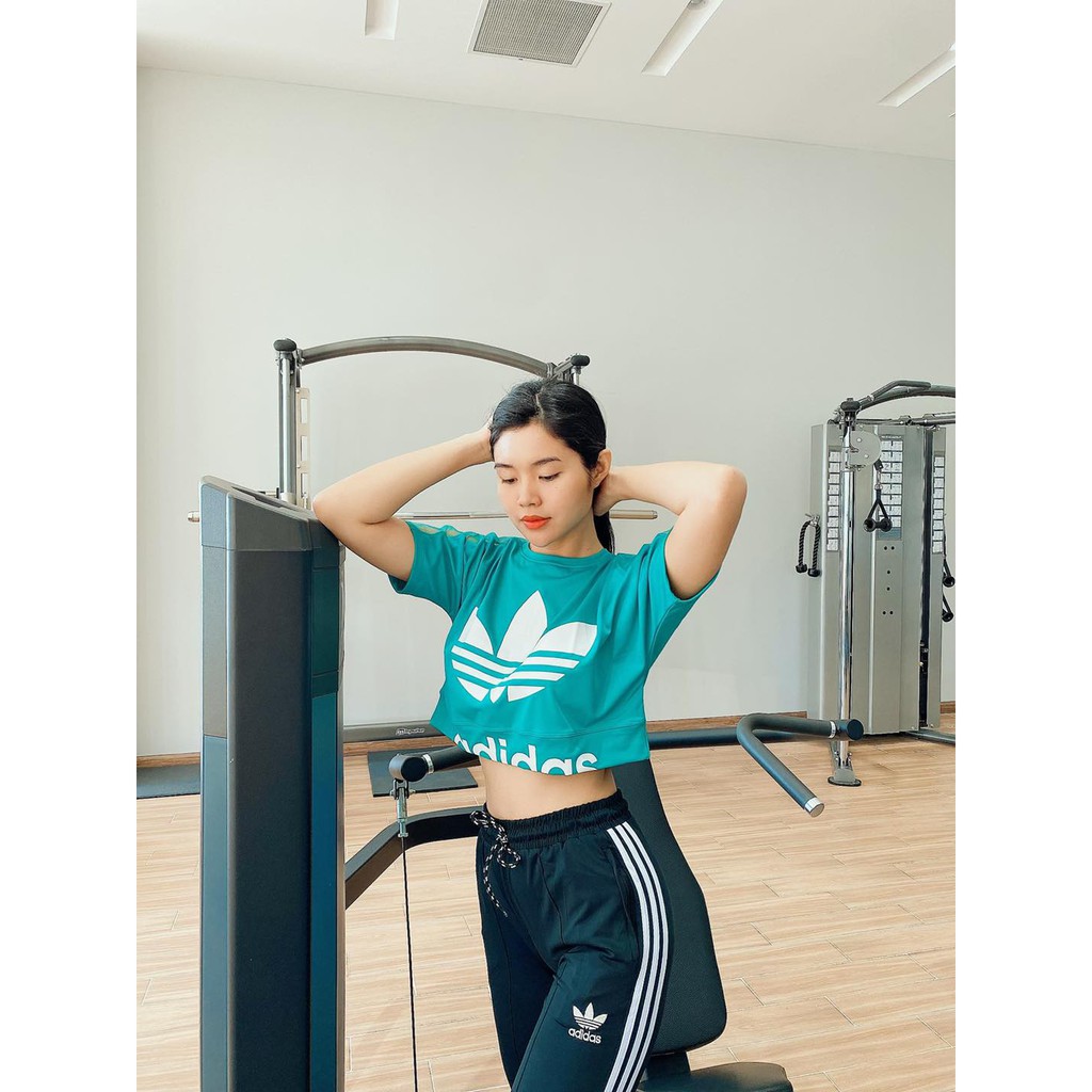 Áo Croptop Tập Gym Dáng Rộng, Tay Áo Phối Lưới Cực Xinh