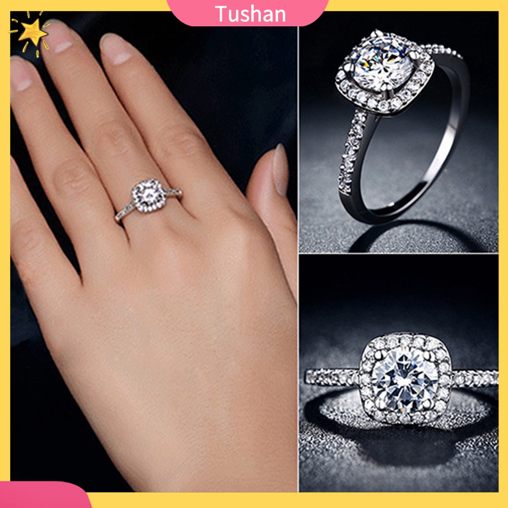 Nhẫn mạ vàng trắng đính đá Zircon lấp lánh thời trang sang trọng dành cho nữ