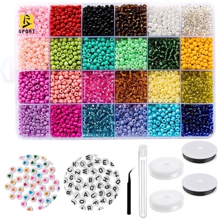Set 6000 hạt cườm/chữ cái thiết kế nhỏ gọn dùng làm đồ trang sức vòng tay tiện lợi