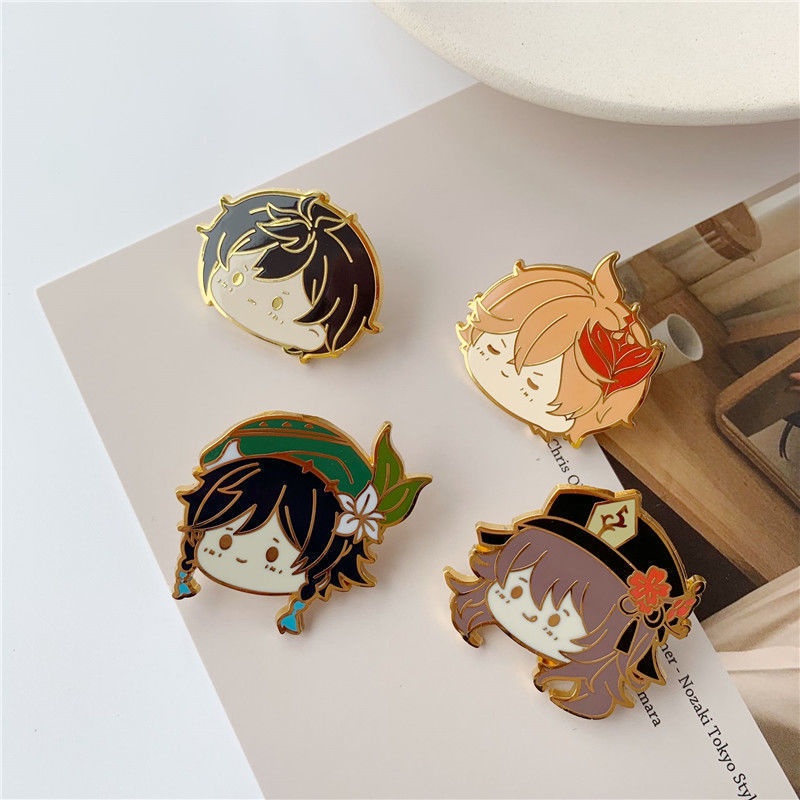 Ghim Cài Áo Hình Nhân Vật Anime Keqing Xiao Zhongli Klee Hutao Ganyu