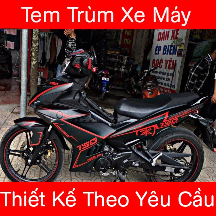 Tem Dán Tùm Xe Exciter 150 Đen Nhám Viền ĐỎ