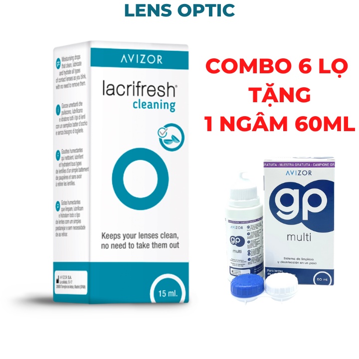 Nước nhỏ mắt lens Avizor Cleaning 15ml (combo 6 lọ), nước mắt nhân tạo dùng cho kính áp tròng - Lens Optic