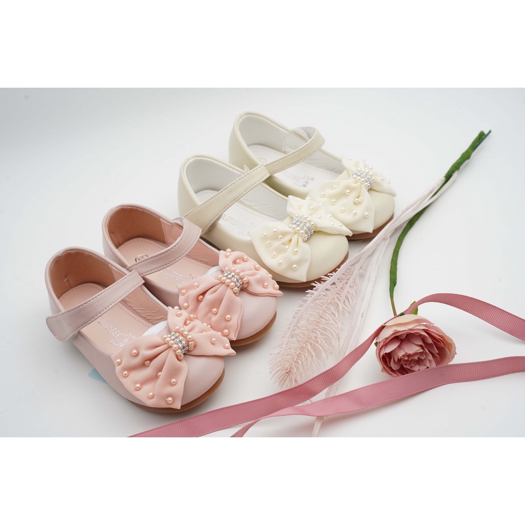 Giày công chúa biểu diễn nơ đính ngọc cho bé gái size [19~35]