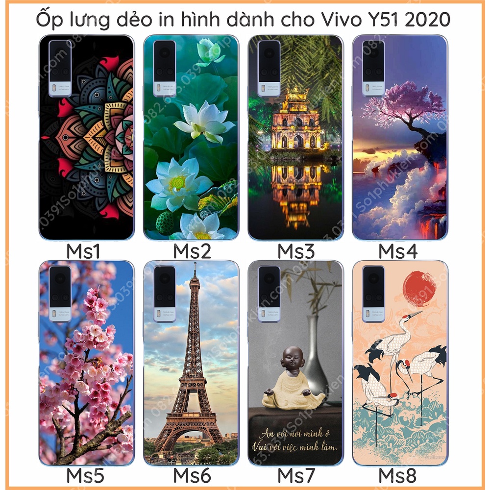 Ốp lưng vivo y51 2020 y53s 4g y33 dẻo in hình thư pháp, phong cảnh đẹp