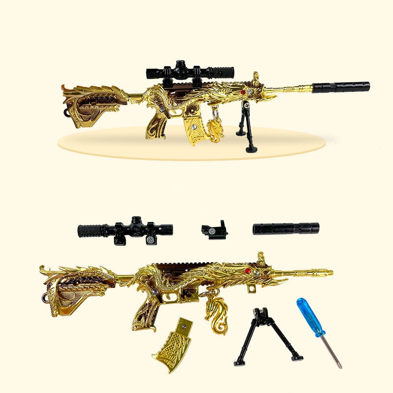 Mô hình súng pubg kim loại lắp ráp M416 Dragon Golden dài 20cm mô phỏng giống thật trong game