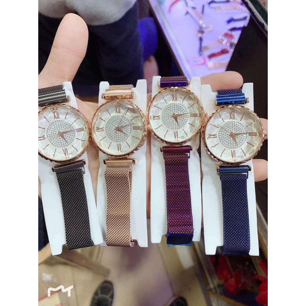 (Nhập mã WATCW150 giảm còn 130k)Đồng hồ nữ Gogoey 4426 dây thép lụa khóa nam châm mặt vát 3D Bán lẻ giá sỉ