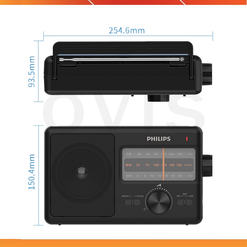 Philips TAR2368 / TAR3368 / TAR3568 - Đài Radio AM/FM/SW Cổ Điển Cỡ Lớn Dành Cho Người Già, Công Suất 6W