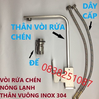 Vòi rửa chén cao cấp nóng lạnh vuông inox304, vòi rửa bát, vòi chậu rửa chén, vòi chén. Bảo hành 03 năm