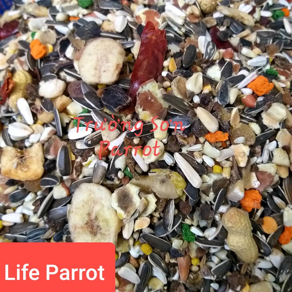 Hạt trộn hoàn chỉnh LIFE PARROTS manitoba gói nguyên 2kg dùng cho vẹt amazon, cookato và các dòng cùng size