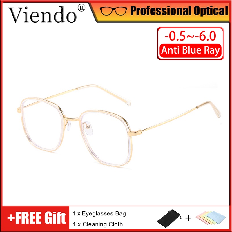 Gọng kính cận nam nữ VIENDO tròn chống ánh sáng xanh thời trang -50/-100/-150/-200/-250/-300/-350/-400/-450/-500/-550/-600