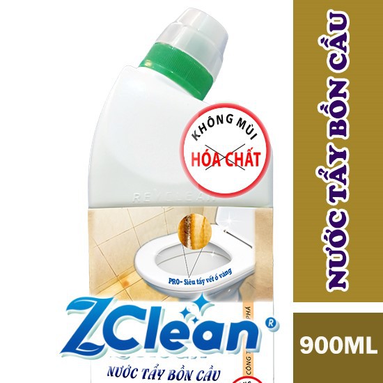 Nước Tẩy Bồn Cầu Không Mùi Hóa Chất ZClean – siêu tẩy vết ố vàng, diệt khuẩn - chai 900ml