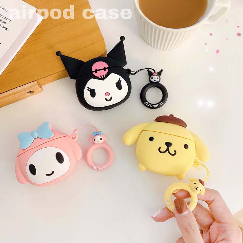 Vỏ bọc silicone bảo vệ hộp đựng tai nghe Airpod in họa tiết hoạt hình Kuromi My Melody dễ thương