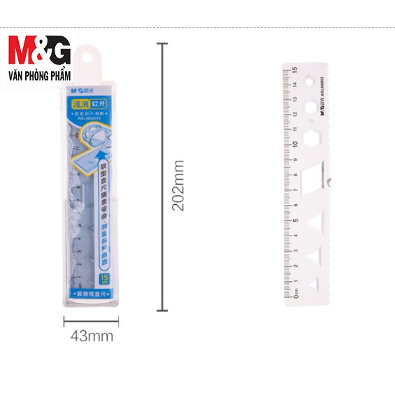 Thước Kẻ M&G ARL960H1 15cm dạng dẻo ,thân trắng , ở giữa có khung hình - 1 cây