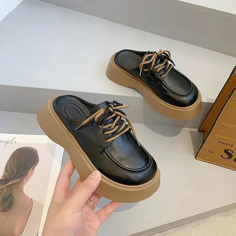 Dép Da Đế Dày Buộc Dây Thời Trang Mùa Hè Cho Nữ