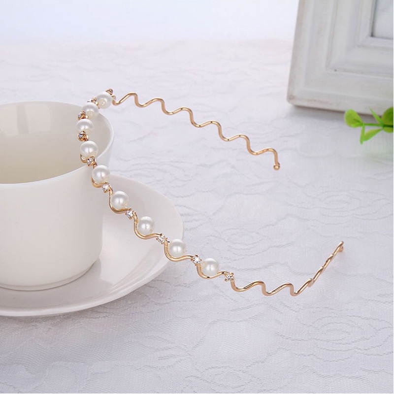 Thạch Ngọc Trai Cô Gái Hairband, Băng Đô Nữ Chống Trượt Phong Cách Sóng Mỏng Bằng Kim Loại Thời Trang Phụ Kiện Tóc