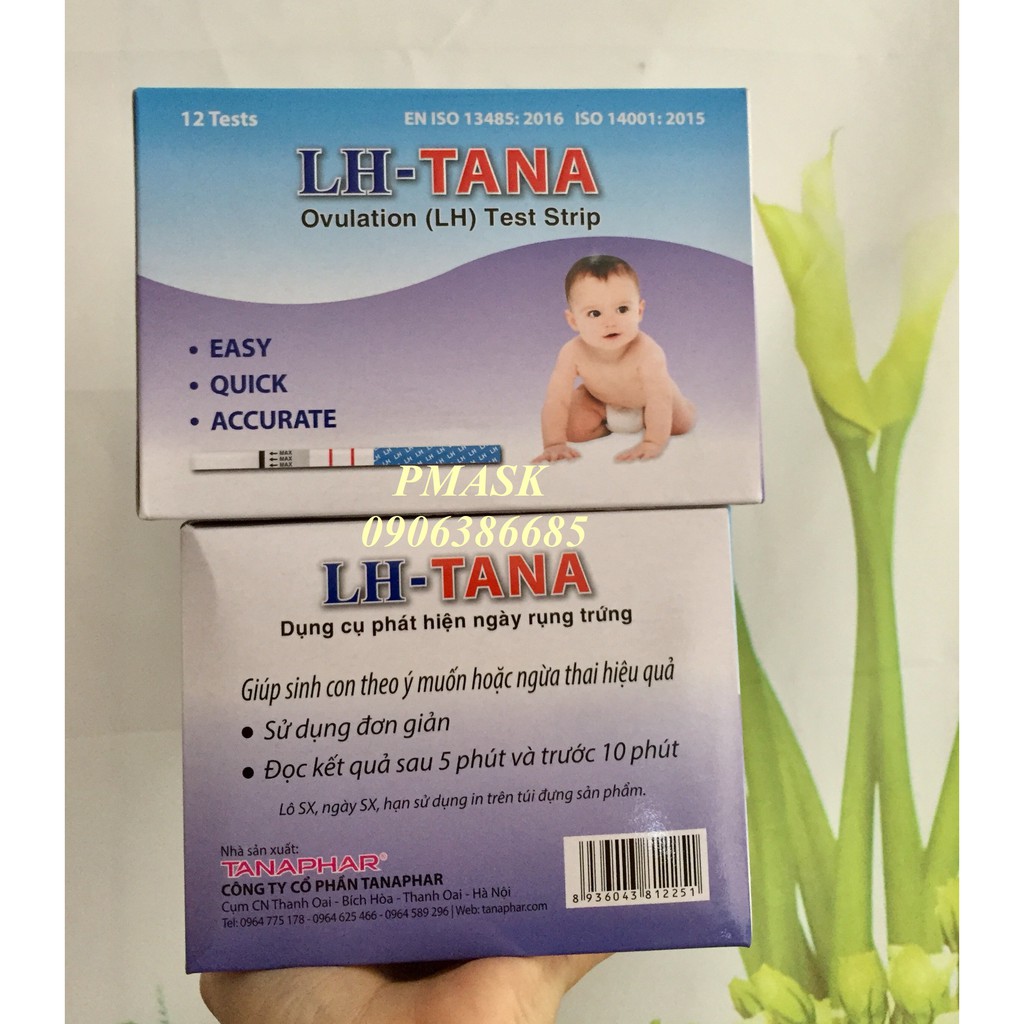 Que thử rụng trứng LH Tana hộp 12 Que + 2 que thử thai Quickstrip - Que thử canh ngày rụng trứng Tanaphar