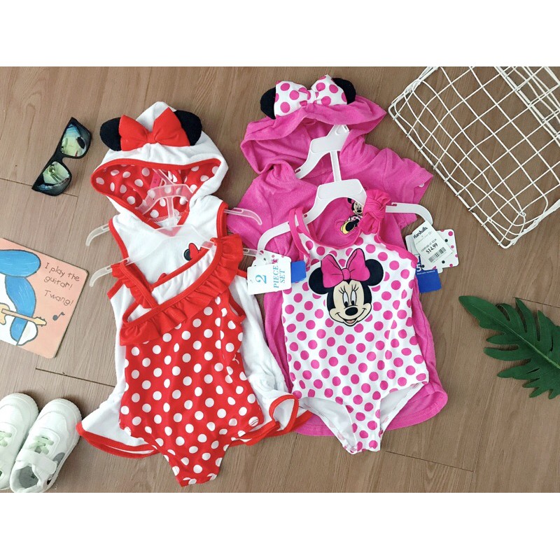 (ảnh thật) Set bơi cho bé SBBG44 sz 8-23kg đồ bơi bé gái tặng kèm áo choàng cute (hàng dư hịn, xấu hoàn hàng) SBBG45