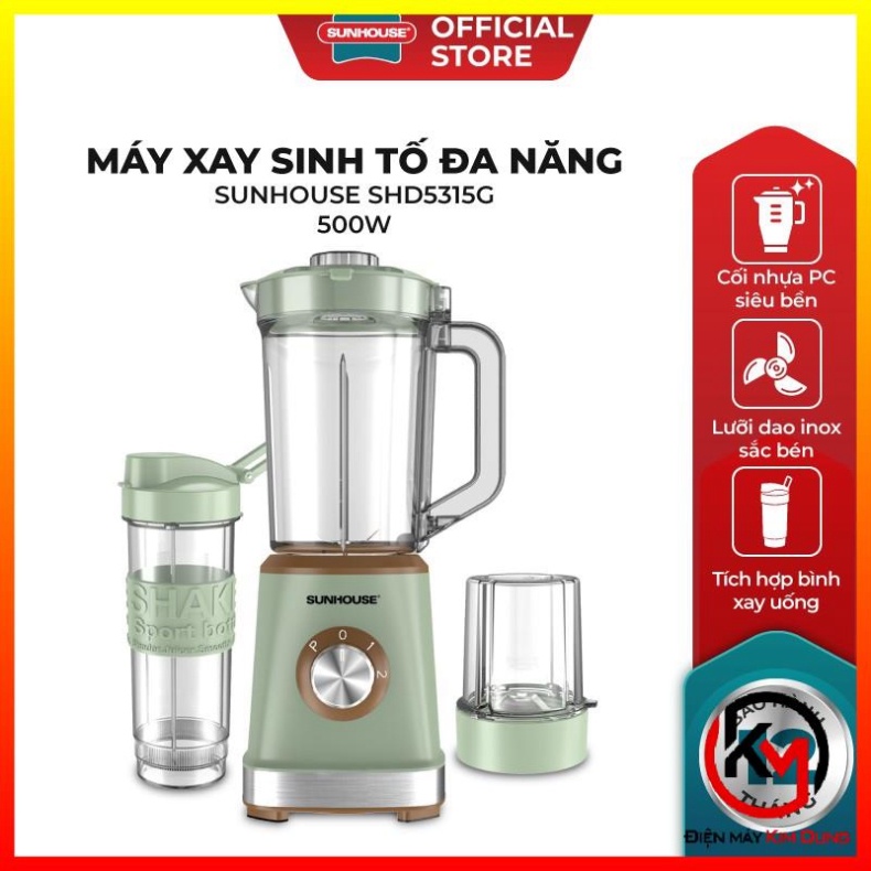 [Mã 33ELSALE hoàn 7% đơn 300K] Máy xay sinh tố đa năng Sunhouse SHD5315G